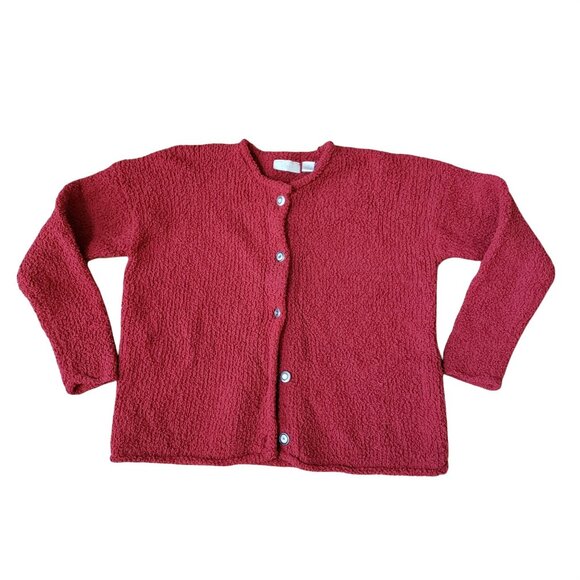 J. Jill Womens Red Textured Button Front Cardigan XS 100% Nylon - Picture 1 of 3